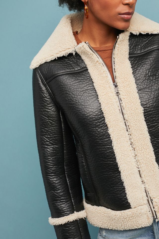 Mother the boxy 2025 faux shearling moto jacket