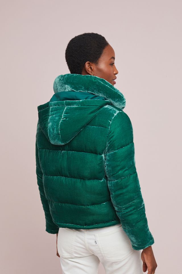 Emerald green clearance velvet puffer jacket