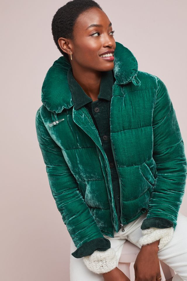 Velvet puffer discount jacket with hood