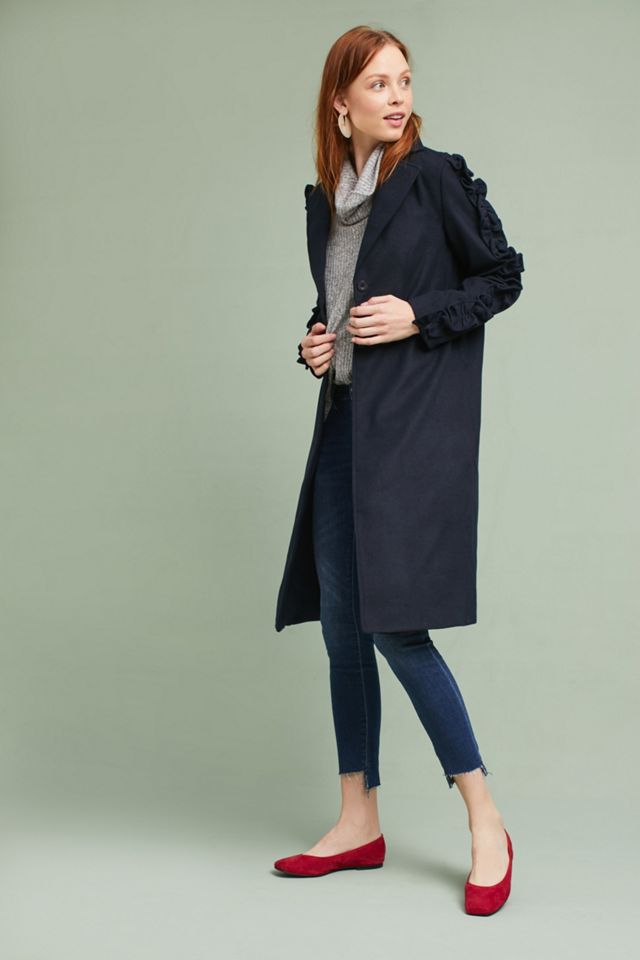 Ruffled Sleeve Coat