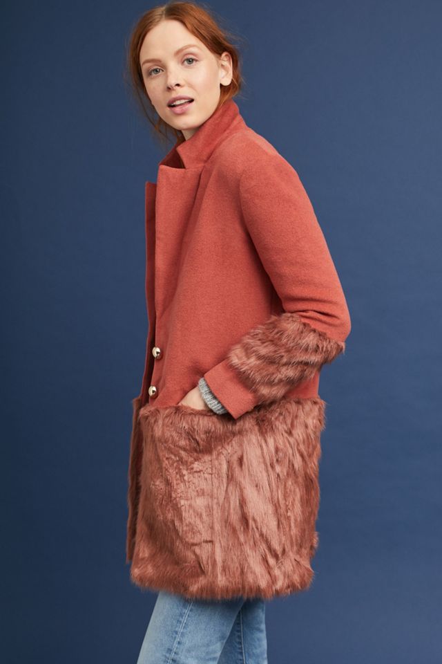 Faux Fur-Trimmed Tailored Coat #2