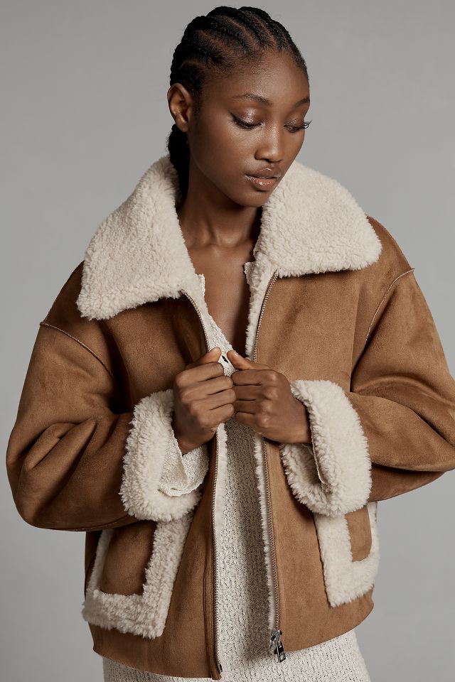 Jakke Vera Faux Shearling Aviator Jacket Anthropologie