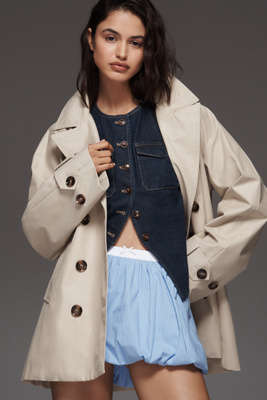 Barbour Maisy Showerproof Pea Coat Jacket In White