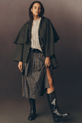 Barbour Fia Showerproof Cape Trench Coat Jacket In Green