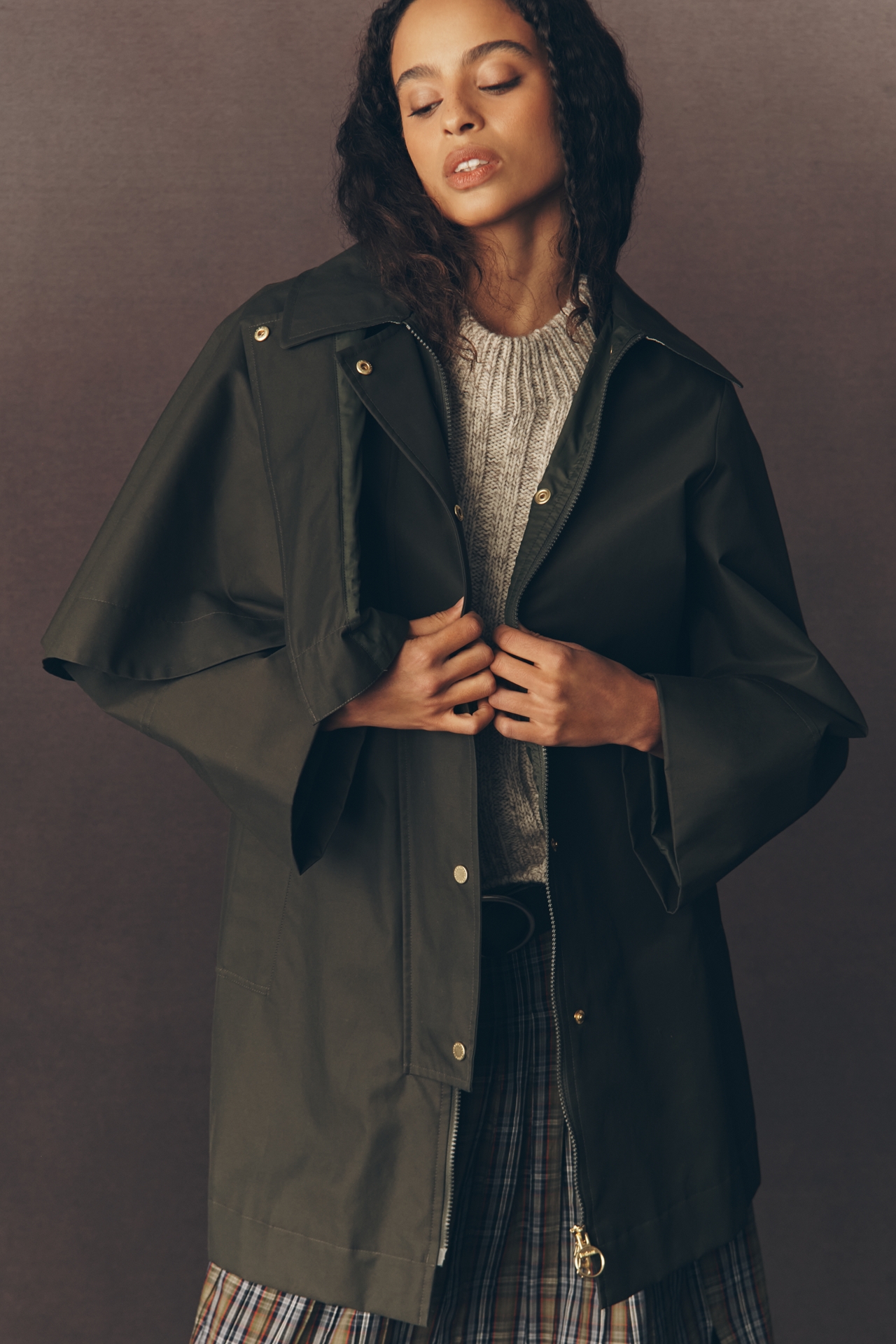 Barbour Fia Showerproof Cape Trench Coat