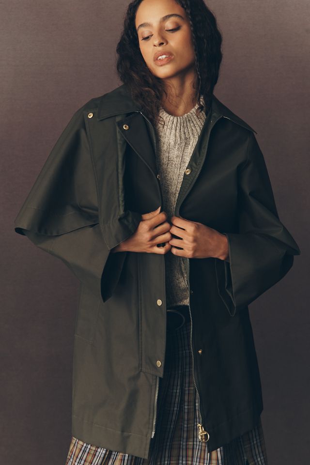 Barbour Fia Showerproof Cape Trench Coat #3