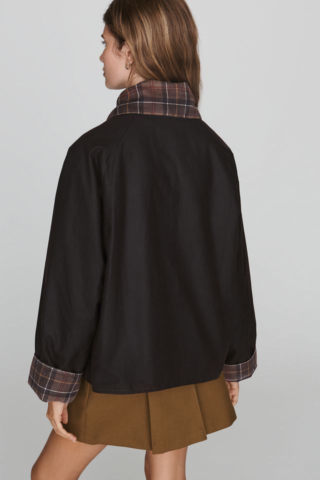 Barbour Tartan Collar Waxed Utility Jacket #1