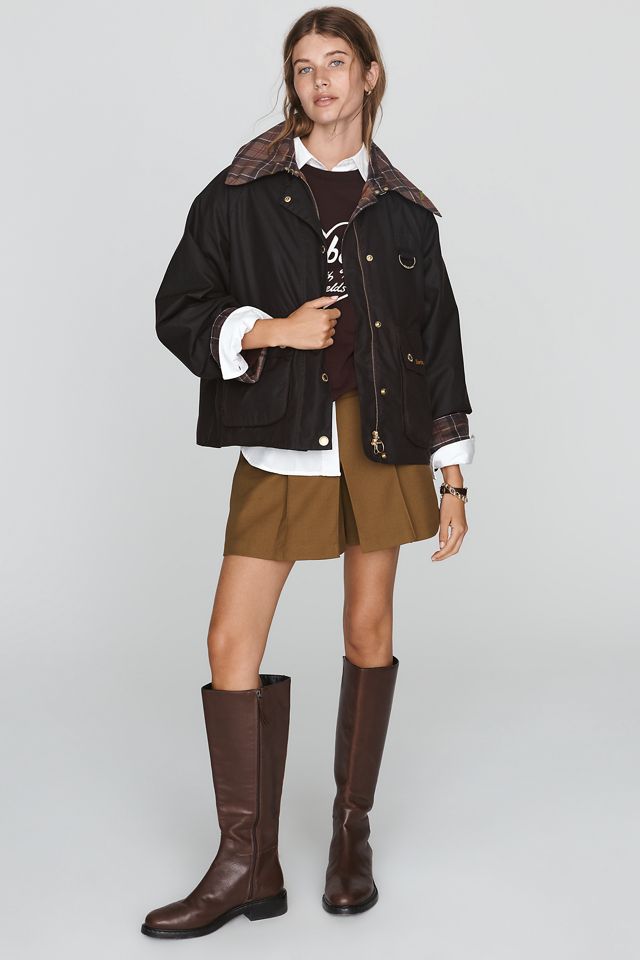 Barbour Tartan Collar Waxed Utility Jacket #2