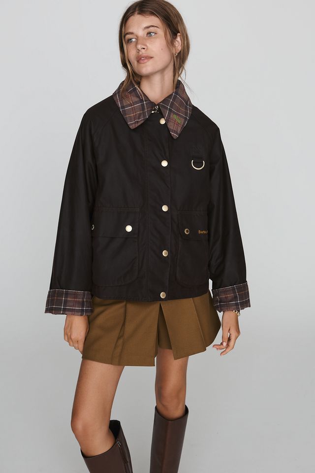 Barbour Tartan Collar Waxed Utility Jacket #3