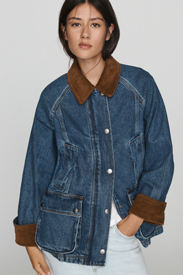 Barbour 100% Cotton Denim Jacket In Medium Wash