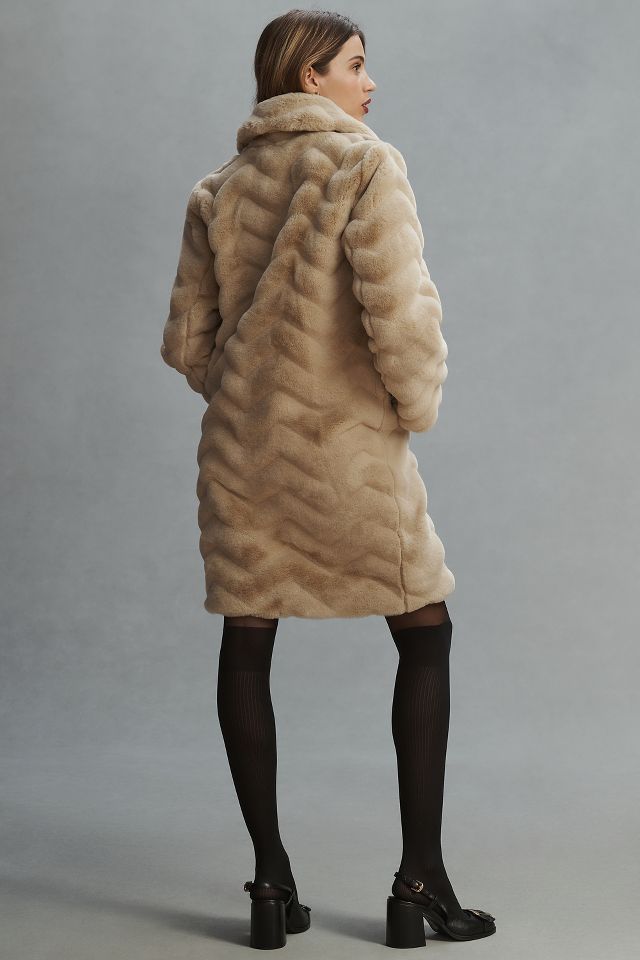 Anthropologie chevron faux fur coat sale