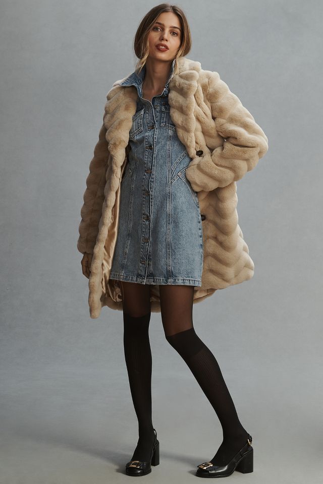 Chevron faux 2025 fur coat anthropologie