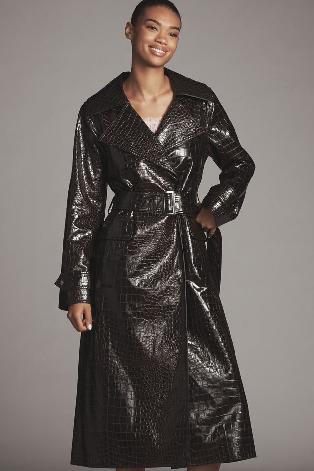 Bernardo Embossed Faux-Croc Trench Coat #3
