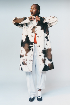 Bernardo Animal Print Faux Fur Coat Jacket In Brown
