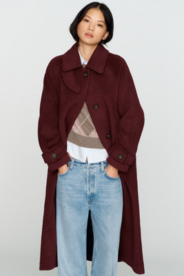 Bernardo Wool Blend Funnel Neck Coat Jacket In Red