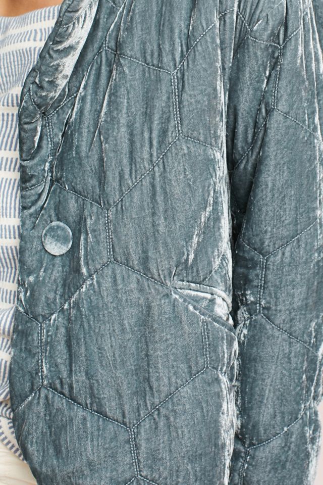 Quilted Velvet Puffer Coat #2