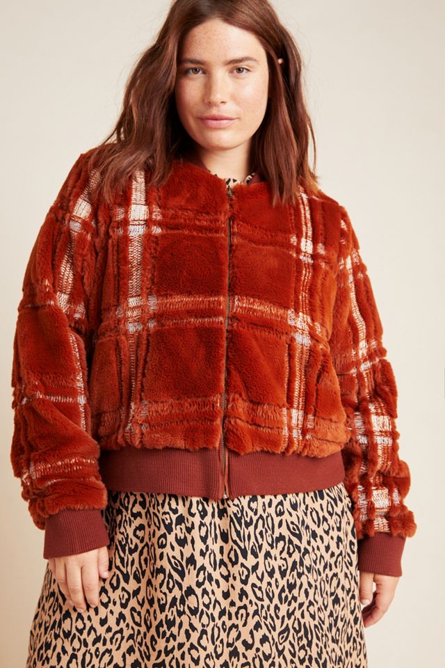 Plaid Teddy Bomber Jacket #6