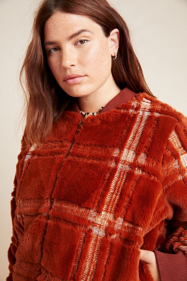 Plaid Teddy Bomber Jacket #8