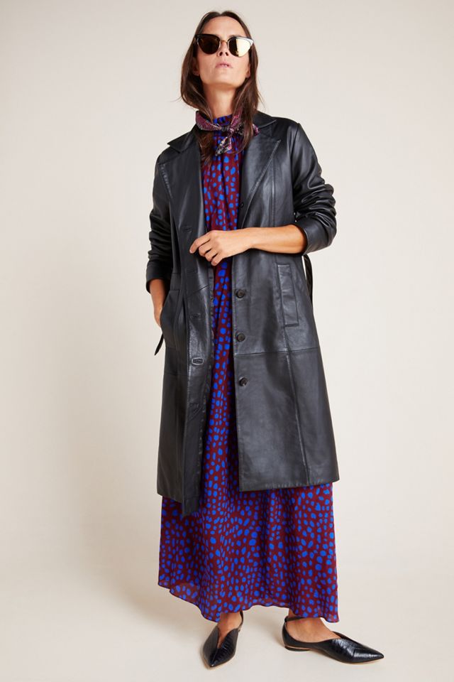Donna Leather Trench Coat #4