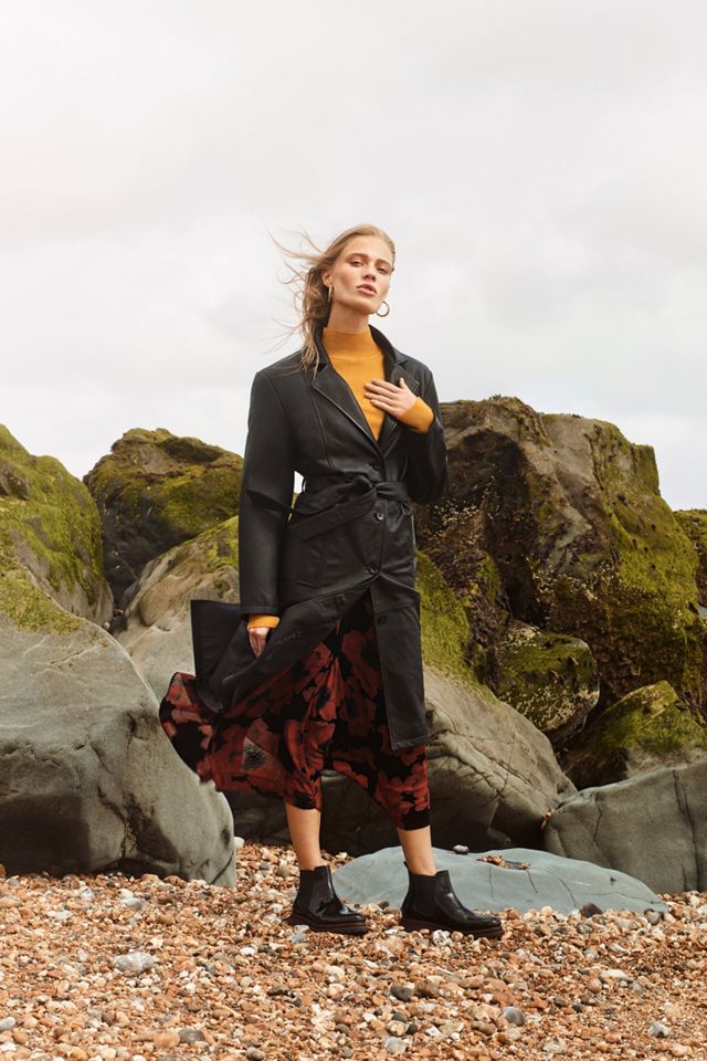 Donna Leather Trench Coat #5