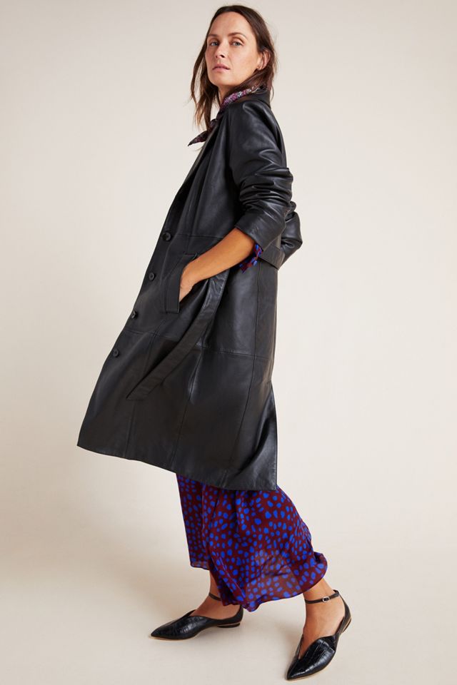 Donna Leather Trench Coat