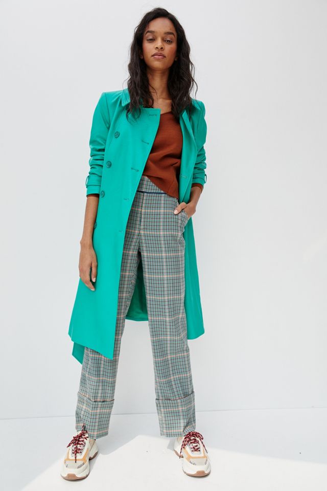 Helene Berman Emerald Faux Leather Trench Coat | Anthropologie