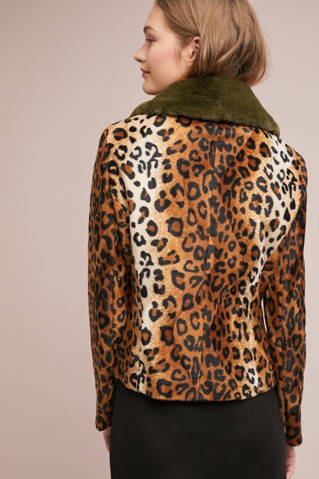 Faux Fur Leopard Print Coat