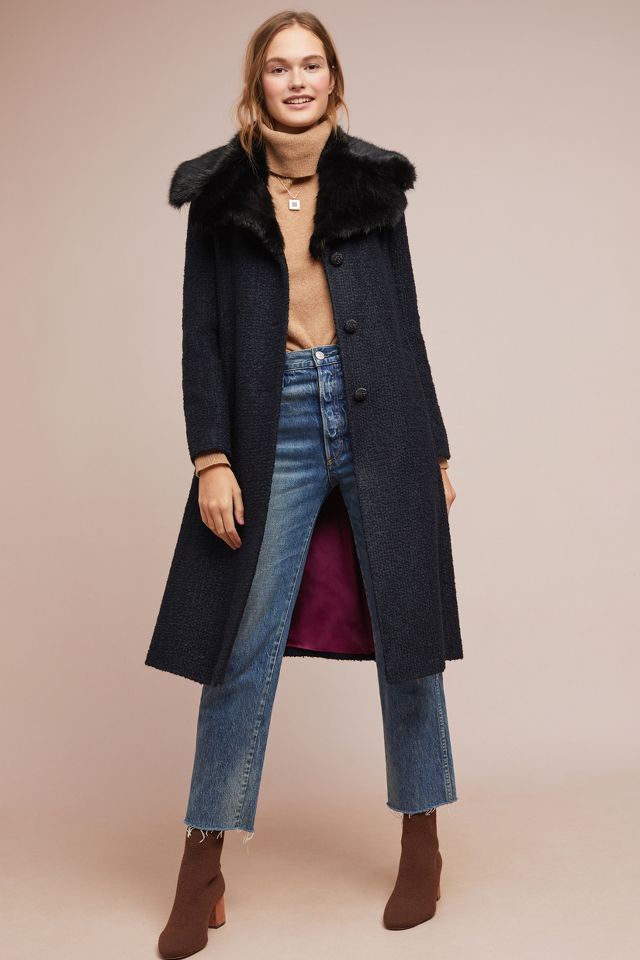 Anthropologie Women's Faux Fur Duster Jacket