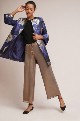 Jacquard Balloon-Sleeve Coat | Anthropologie