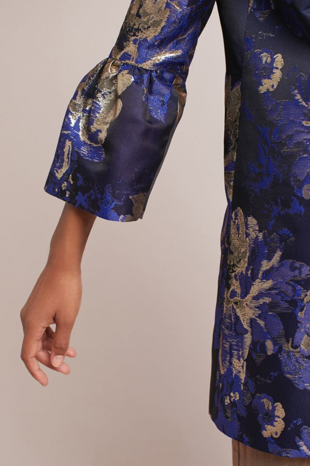 Jacquard Balloon-Sleeve Coat | Anthropologie