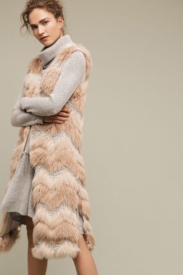 Chevron Faux-Fur Vest #1