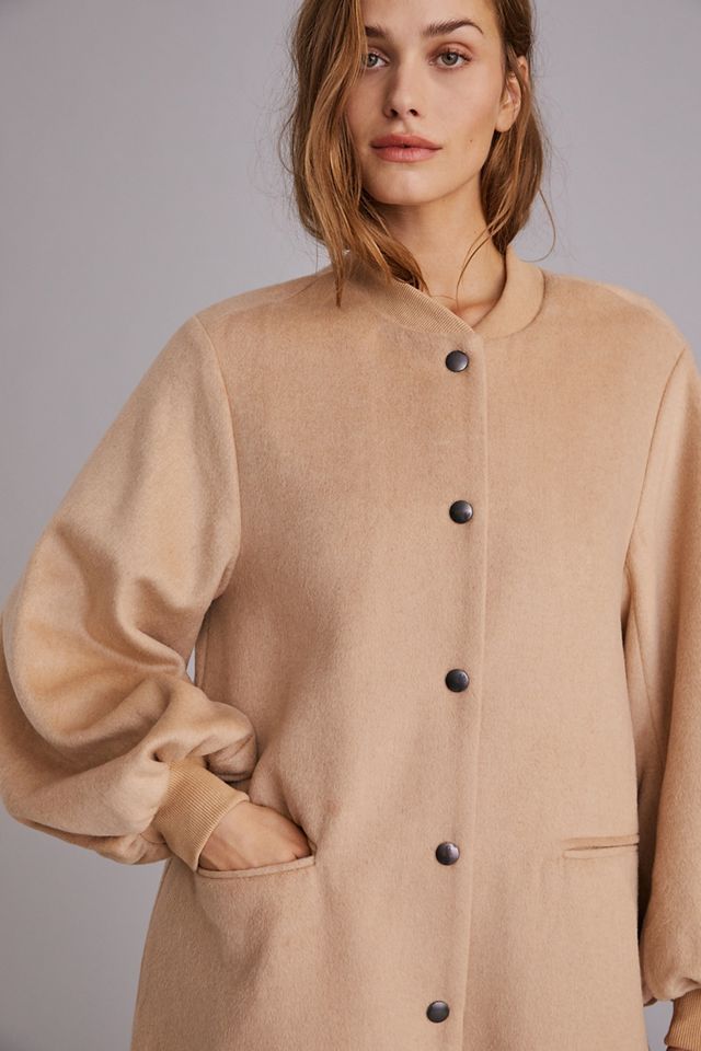 Cozy Wool Blend Puff-Sleeved Coat #1