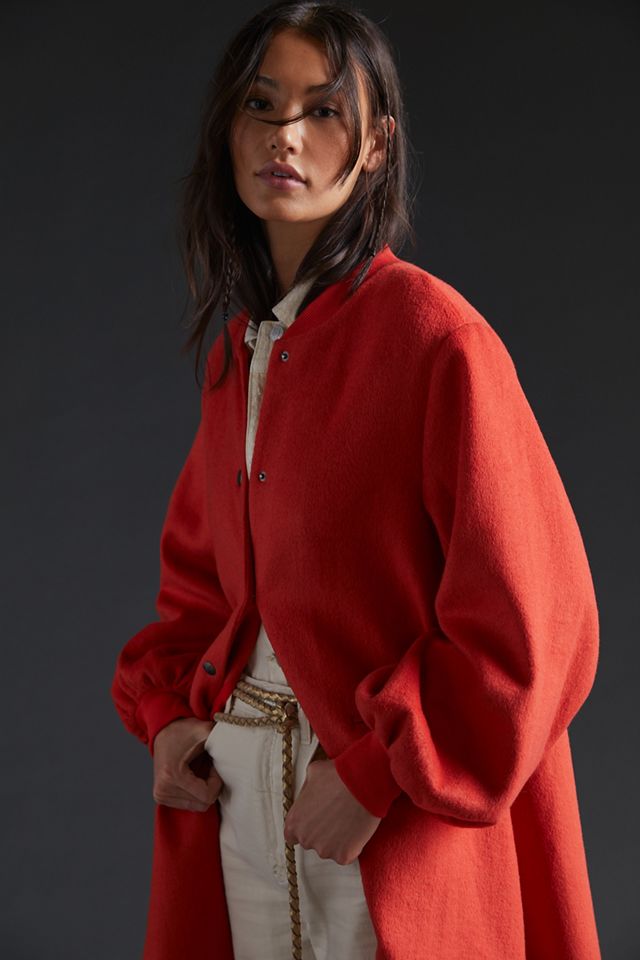 Cozy Wool Blend Puff-Sleeved Coat #1