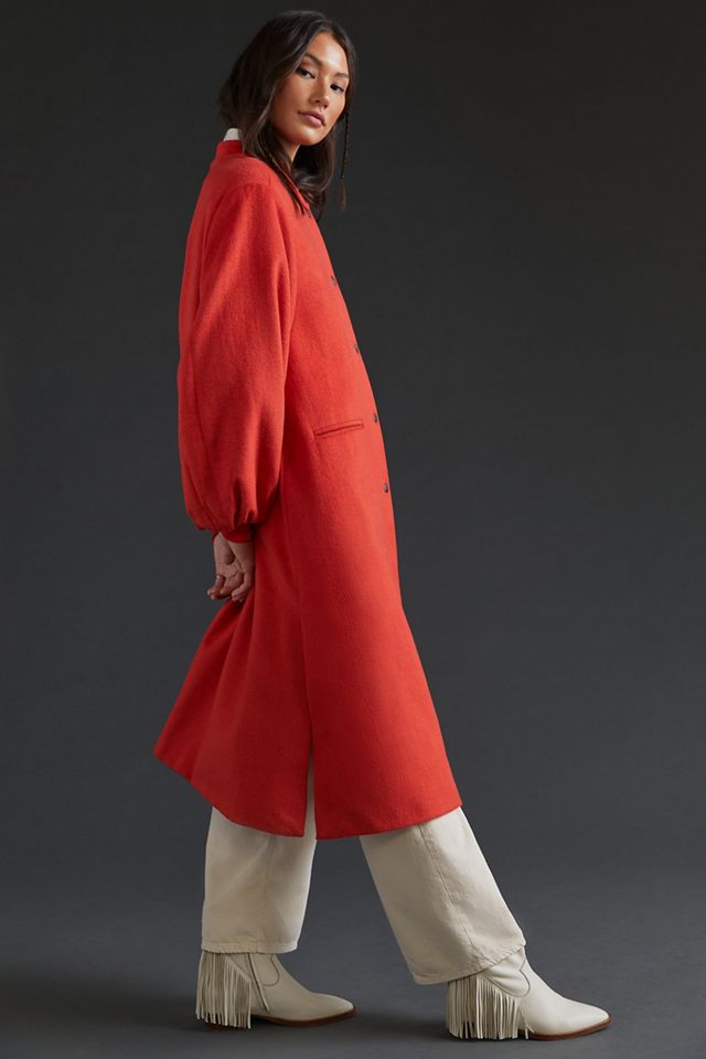 Cozy Wool Blend Puff-Sleeved Coat #3