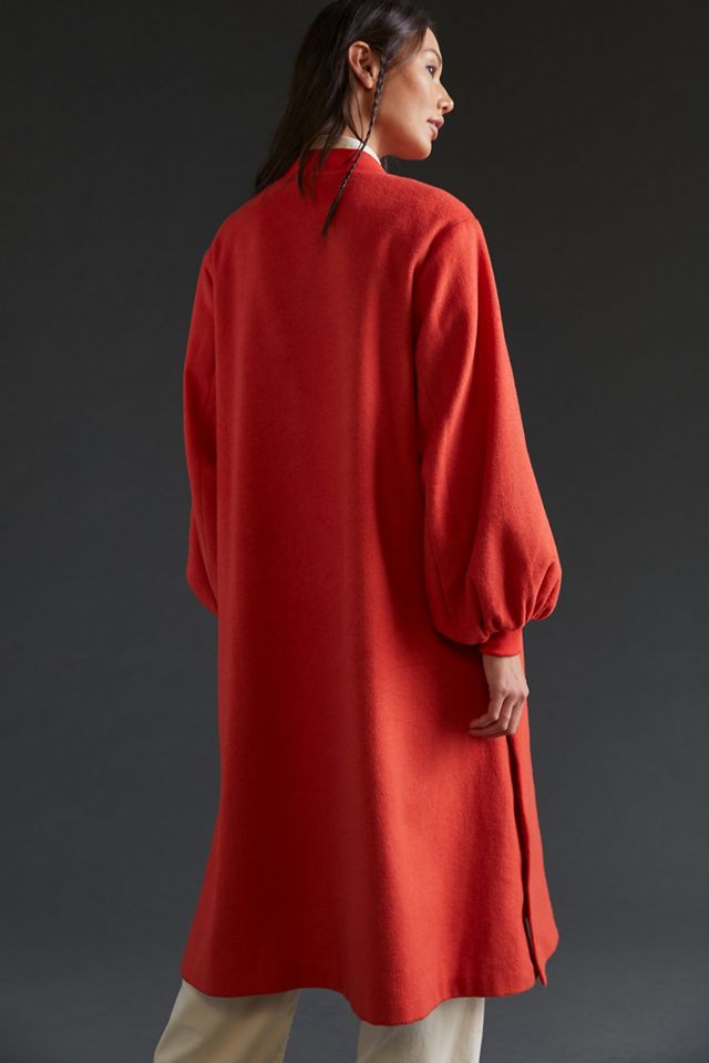 Cozy Wool Blend Puff-Sleeved Coat #4