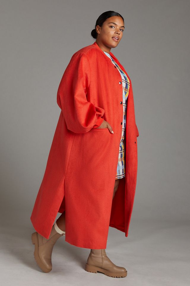 Cozy Wool Blend Puff-Sleeved Coat #5