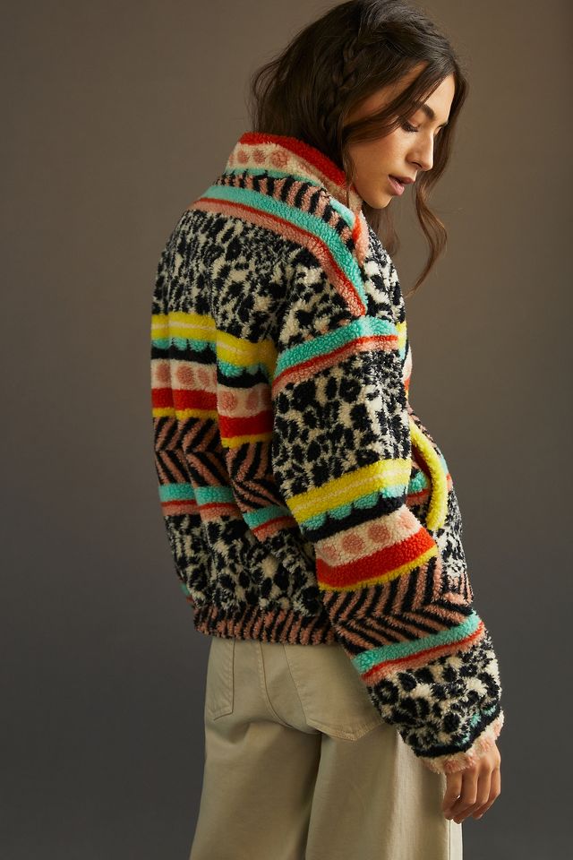 Maeve Lively Abstract Sherpa Jacket | Anthropologie