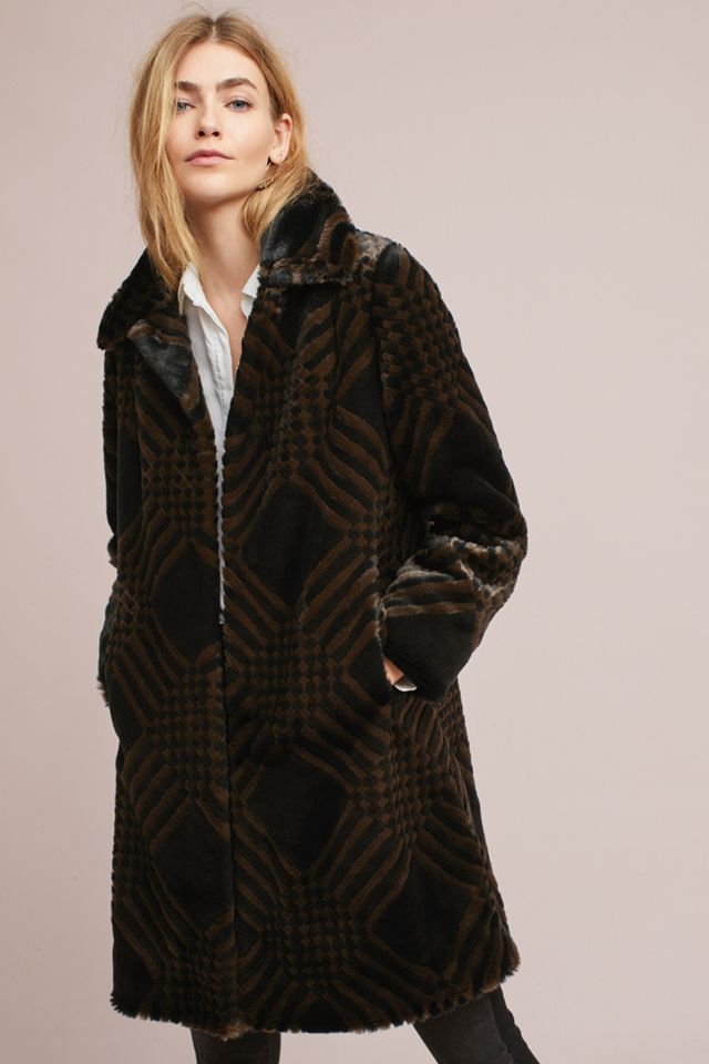 Geometric Faux Fur Coat #2
