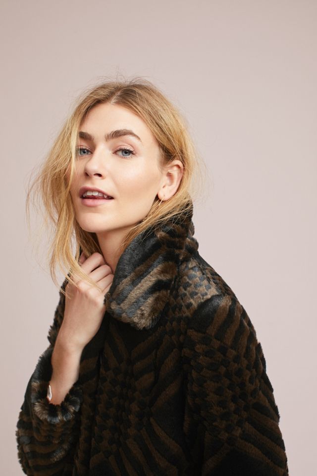 Geometric Faux Fur Coat #3
