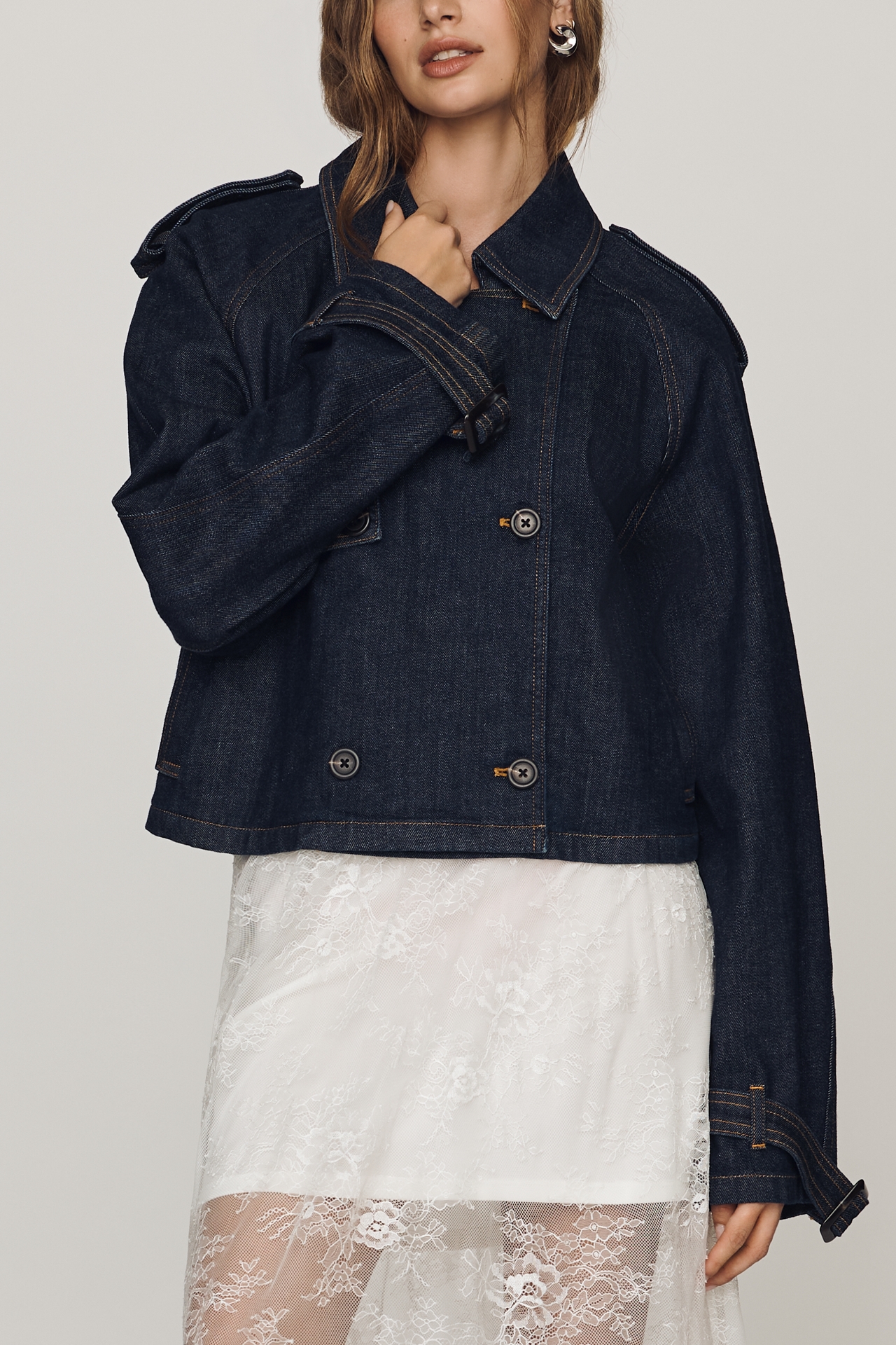 Pilcro Double-Breasted Denim Jacket
