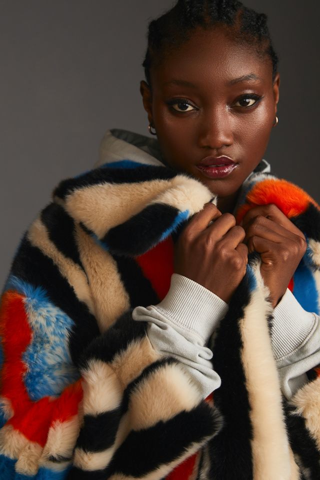 Jakke Multicolor Faux Fur Coat | Anthropologie
