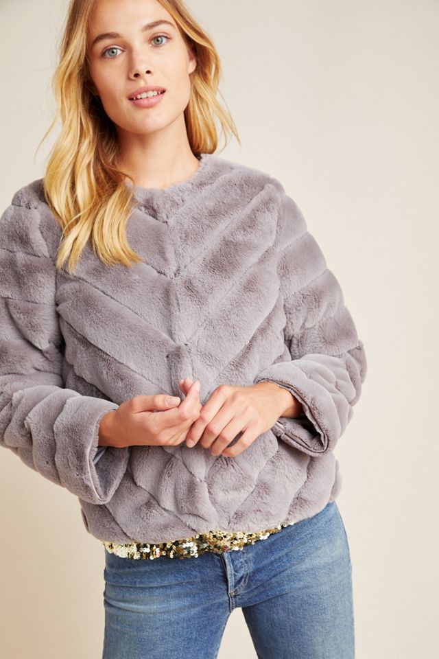Bagatelle Chevron Faux Fur Jacket #3