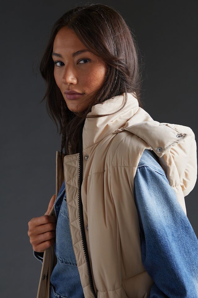 Longline Hooded Puffer Vest #1
