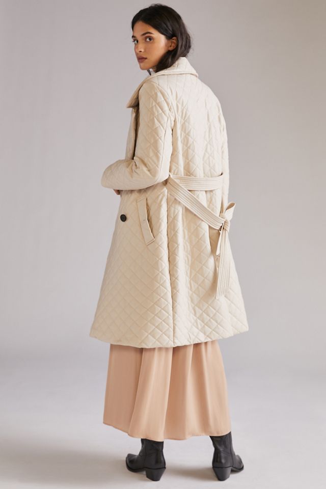Quilted Faux Leather Trench Coat #2