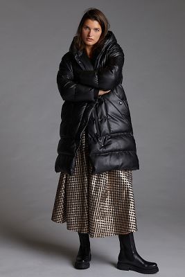 long leather puffer jacket