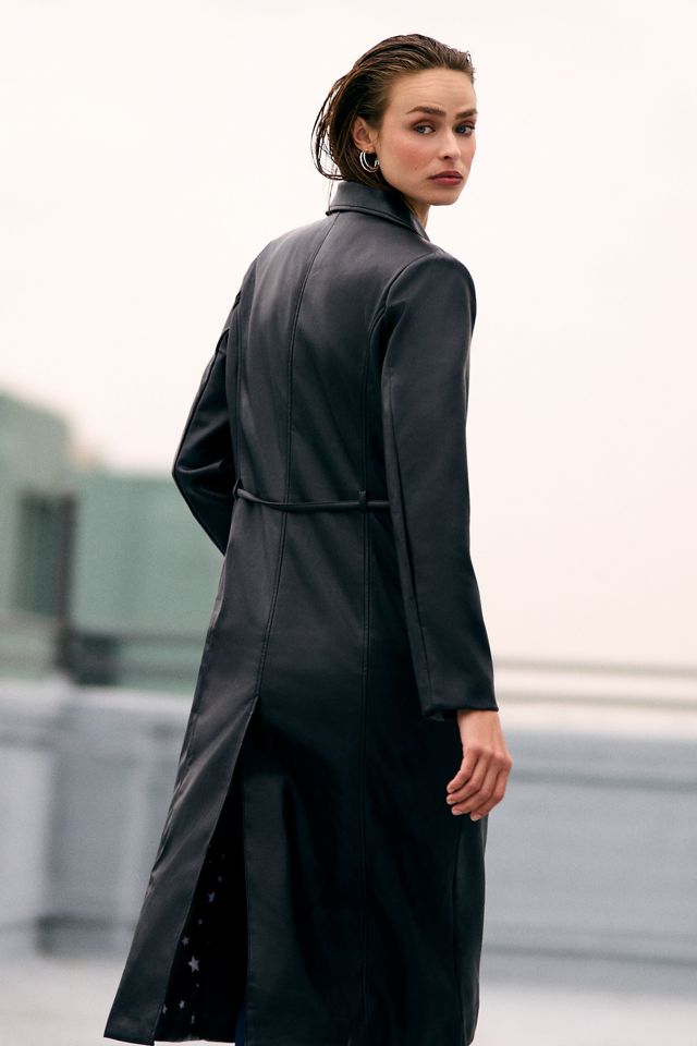 Faux Leather Trench Coat #1