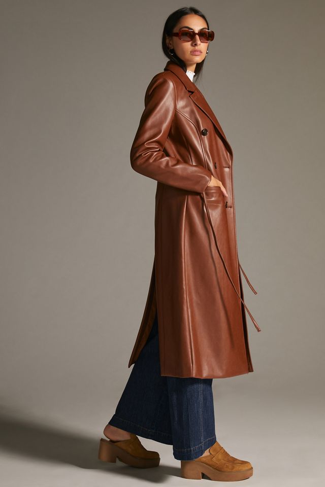 Avec Les Filles Faux Leather Trench Coat #1