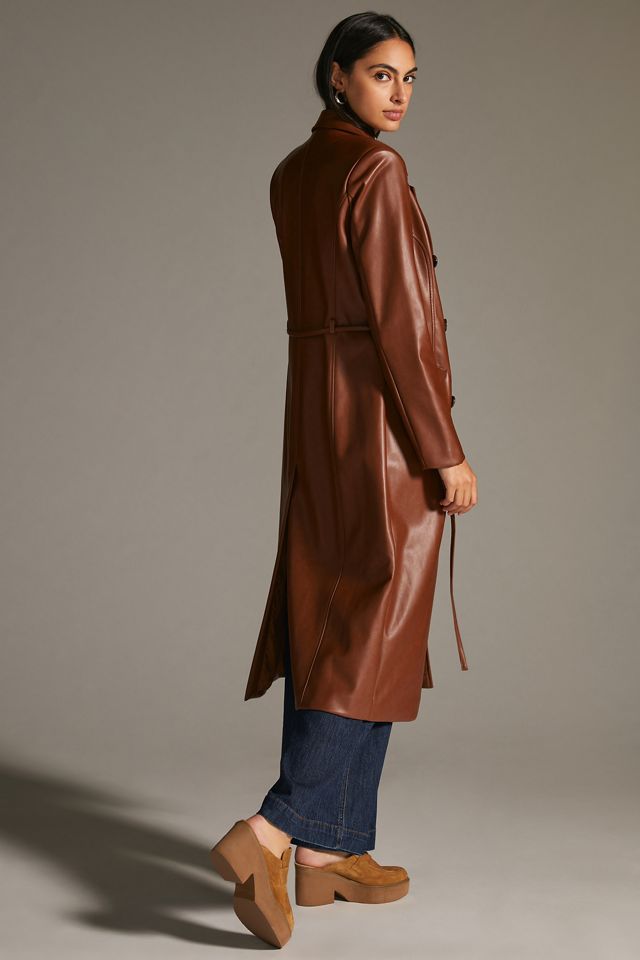 Avec Les Filles Faux Leather Trench Coat #2