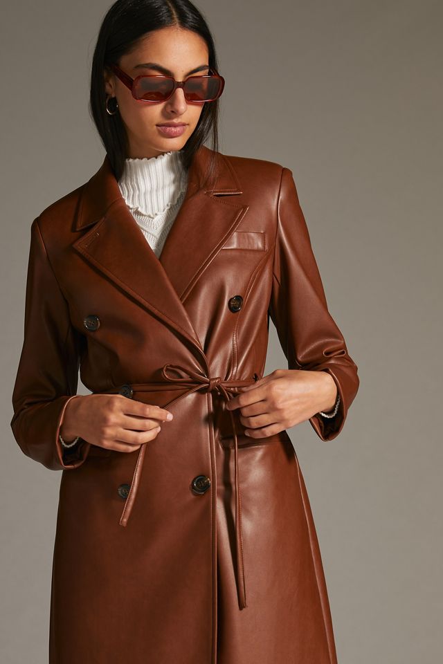 Avec Les Filles Faux Leather Trench Coat #3