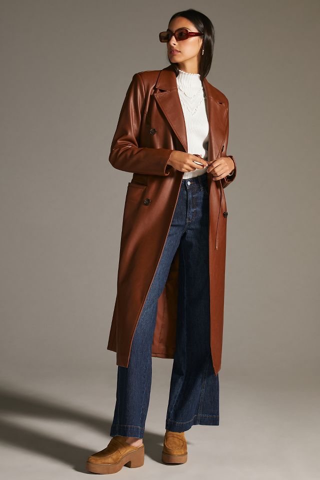 Avec Les Filles Faux Leather Trench Coat Anthropologie